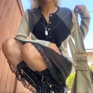 SOLDblack argyle sweater cardigan 🖤🤍